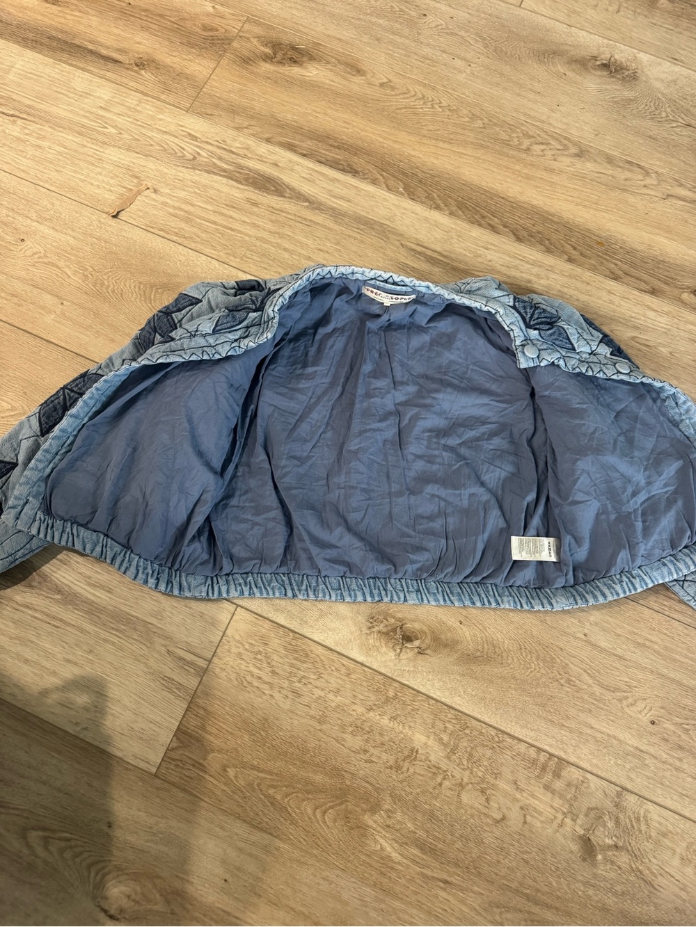 Free People Quinn Quilted Jacket indigo wash Floral Quilt Stitch Fall Coat - Picture 9 of 11